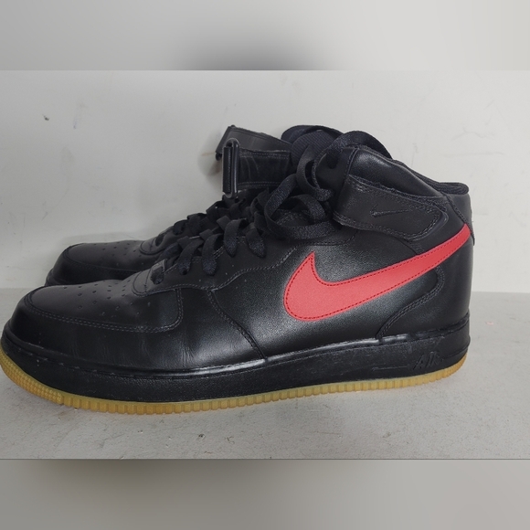 Nike Air Force 1 Mid Black Varsity Red SZ 14 - Picture 4 of 9